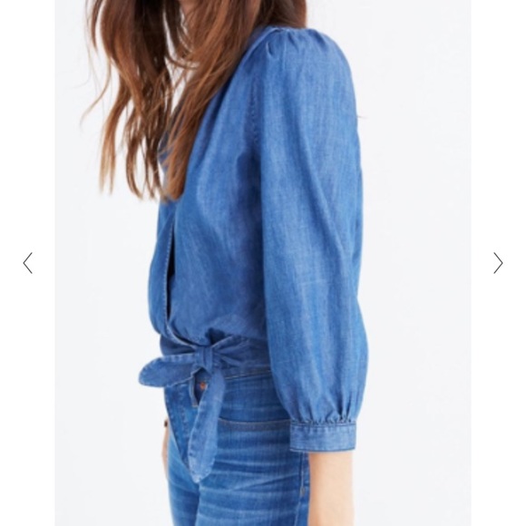Madewell Denim Wrap Top - Picture 2 of 5
